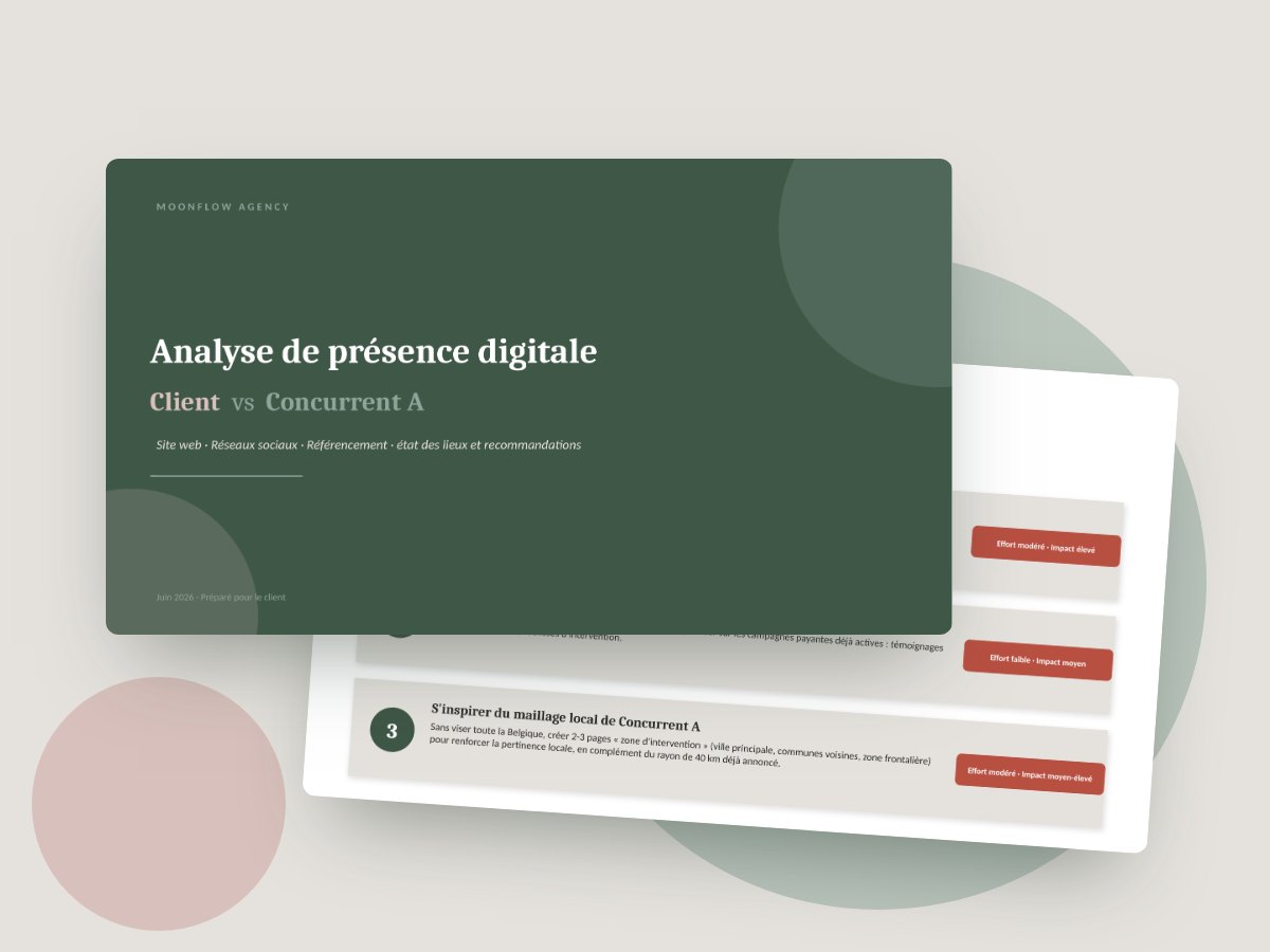 Pages d'un audit de présence digitale
