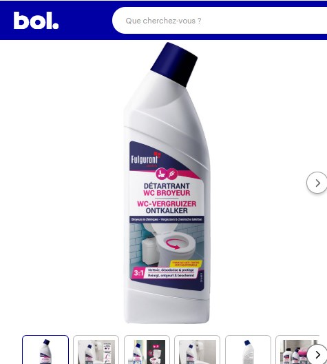 Fiche produit Bol.com du détartrant WC broyeur Fulgurant