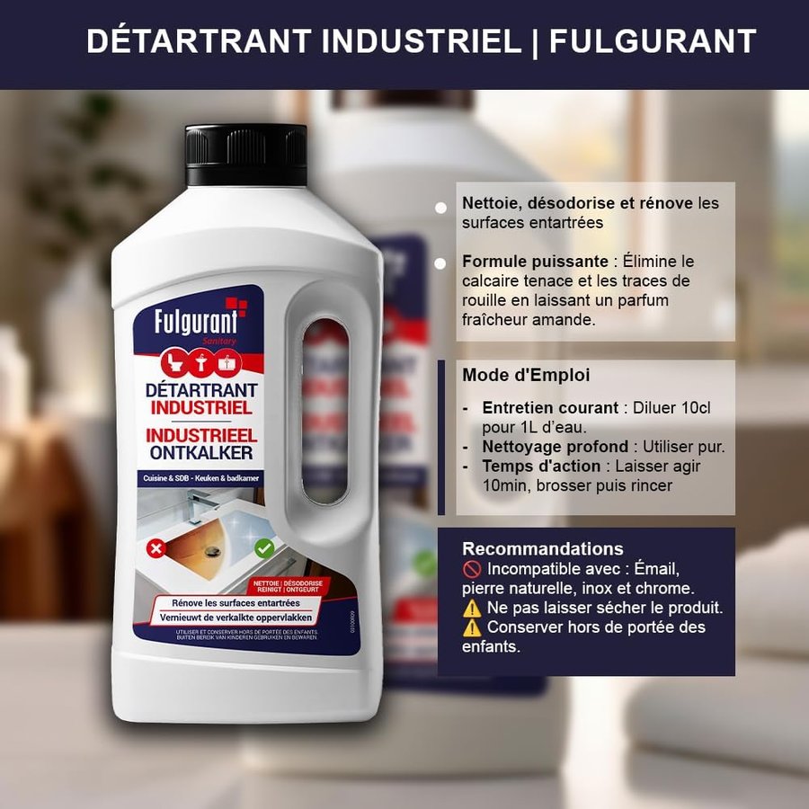 Image explicative du détartrant industriel Fulgurant : usages, mode d'emploi et recommandations