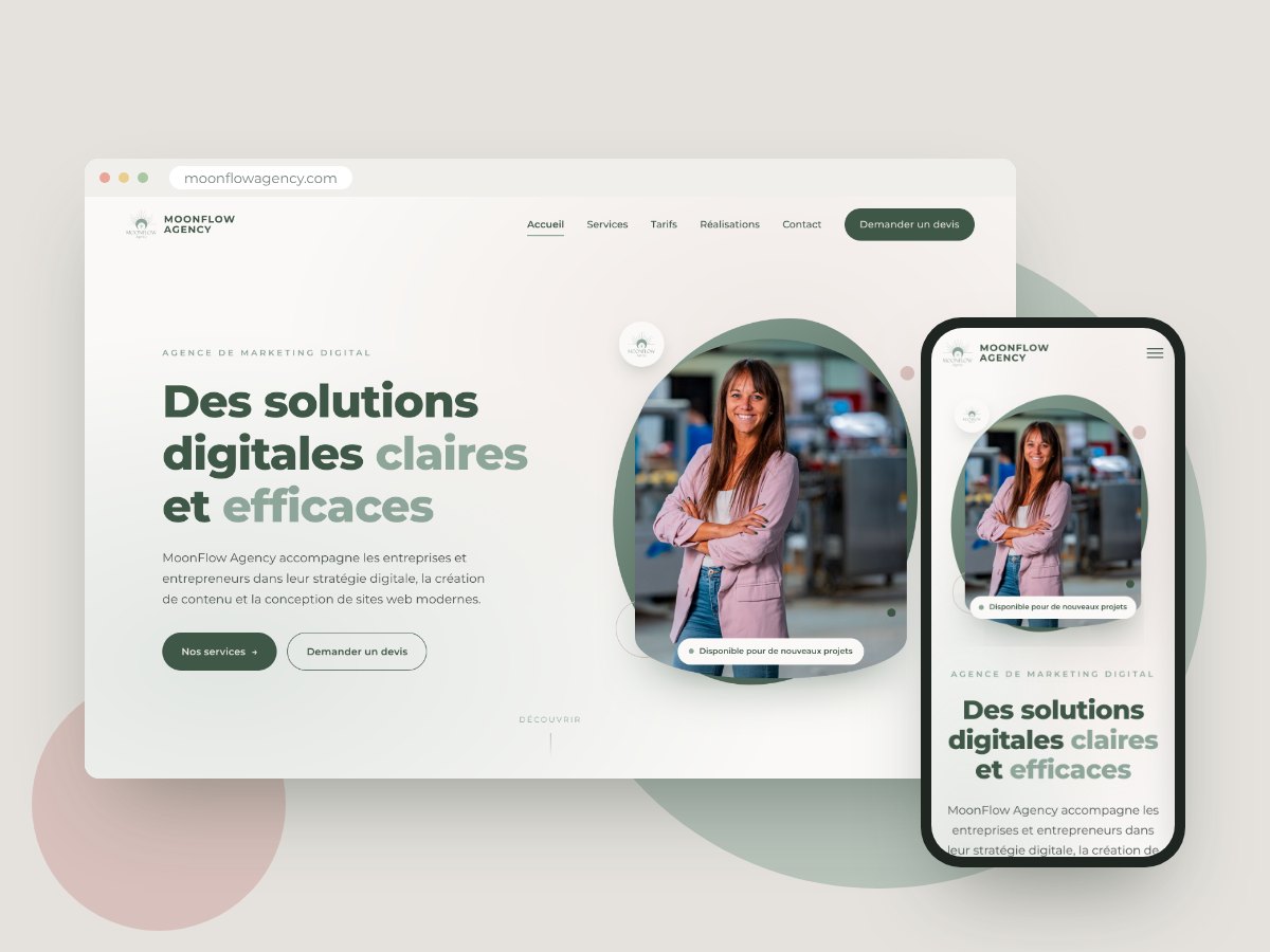 Page d'accueil du site moonflowagency.com