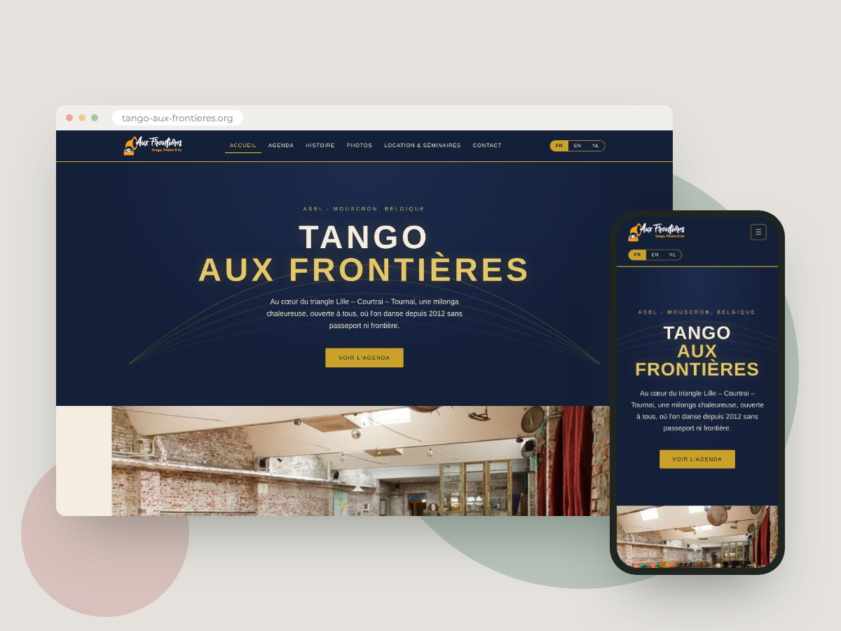Nouveau site de Tango aux Frontières sur ordinateur et mobile